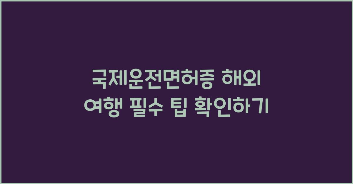 국제운전면허증 해외 여행