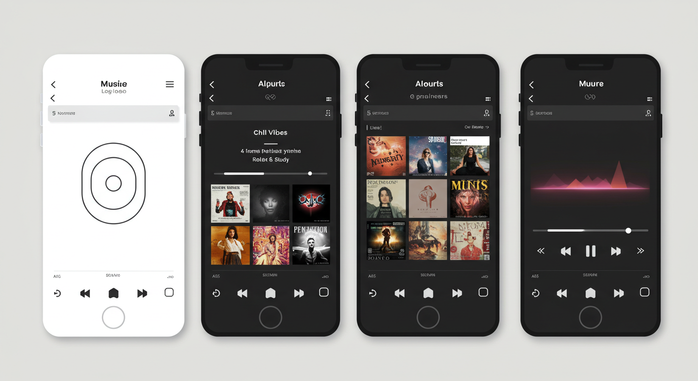 음악 플랫폼 로고와 추천 플레이리스트