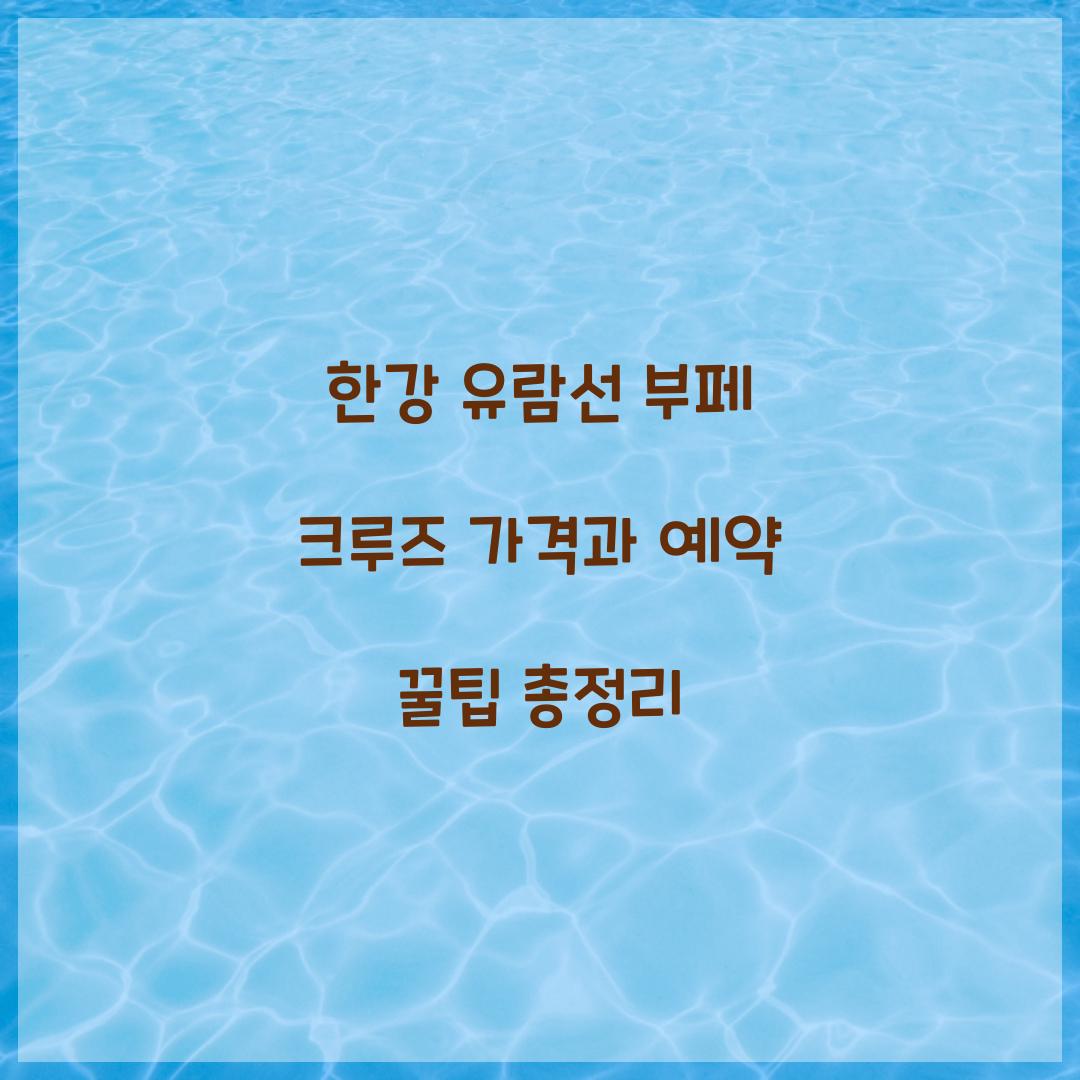 한강 유람선 부페 크루즈 가격