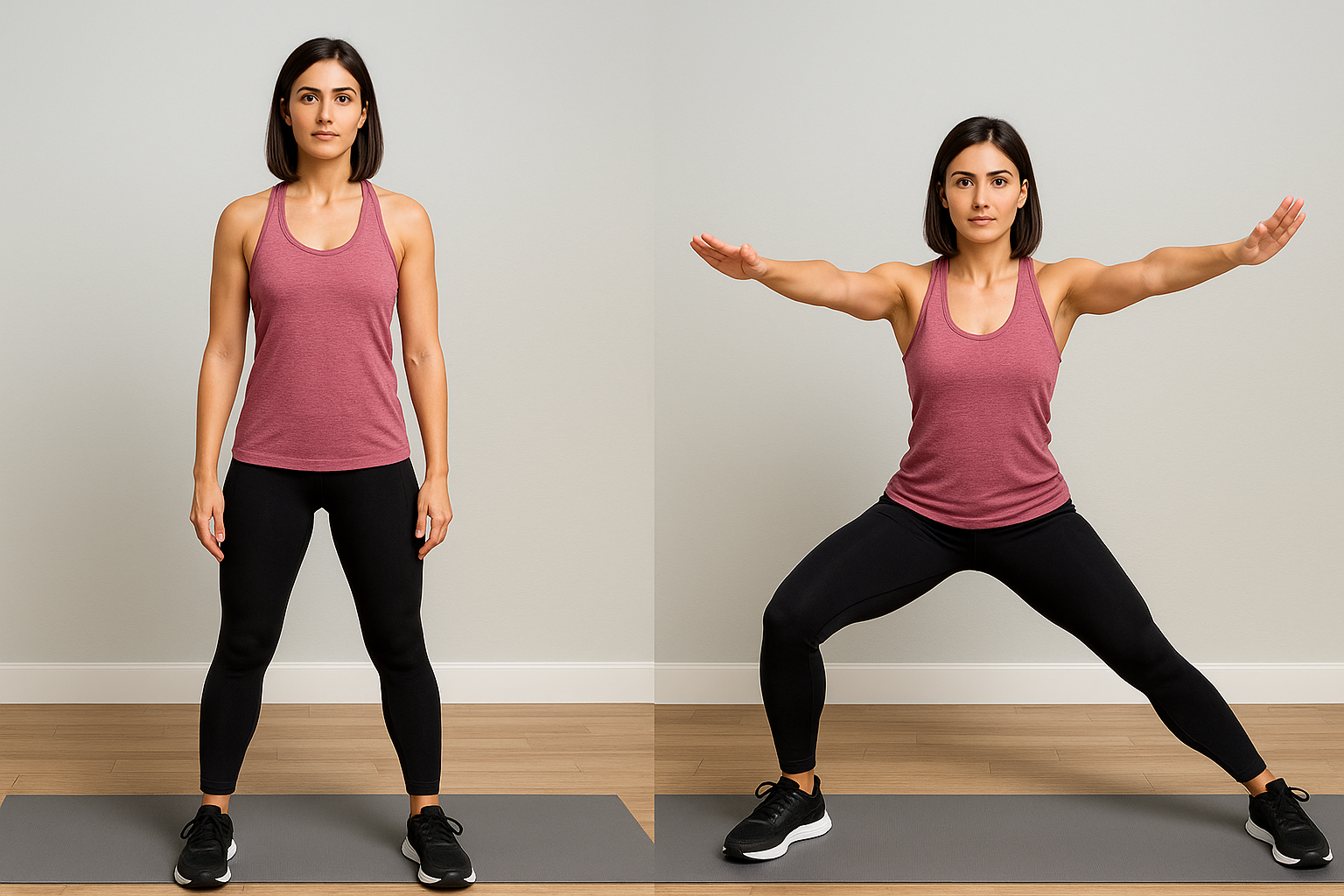 사이드 런지 + 벤트럴 레이즈