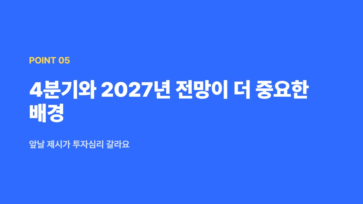 4분기와 2027년 전망이 더 중요한 배경 — 앞날 제시가 투자심리 갈라요