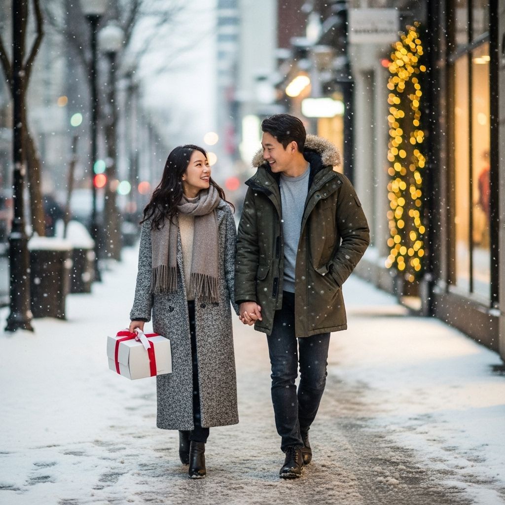 서울윈터페스타 동대문&amp;#44; 눈 길을 걷고 있는 연인