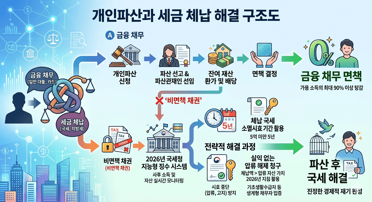개인파산과 세금 해결 구조도 이미지
