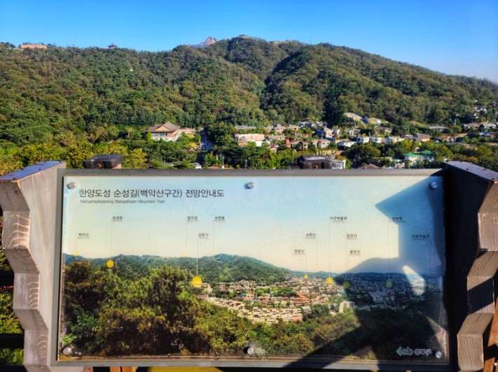 한양도성 순성길(백악산구간) 전망대 뒤로 보이는 곳이 성북구 모습