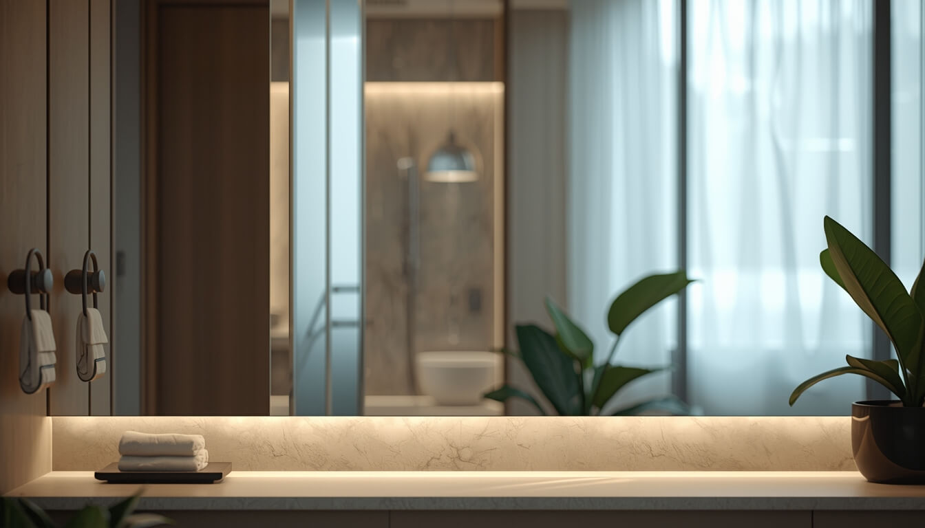 린스 코팅으로 깨끗하고 투명하게 유지되는 욕실 거울