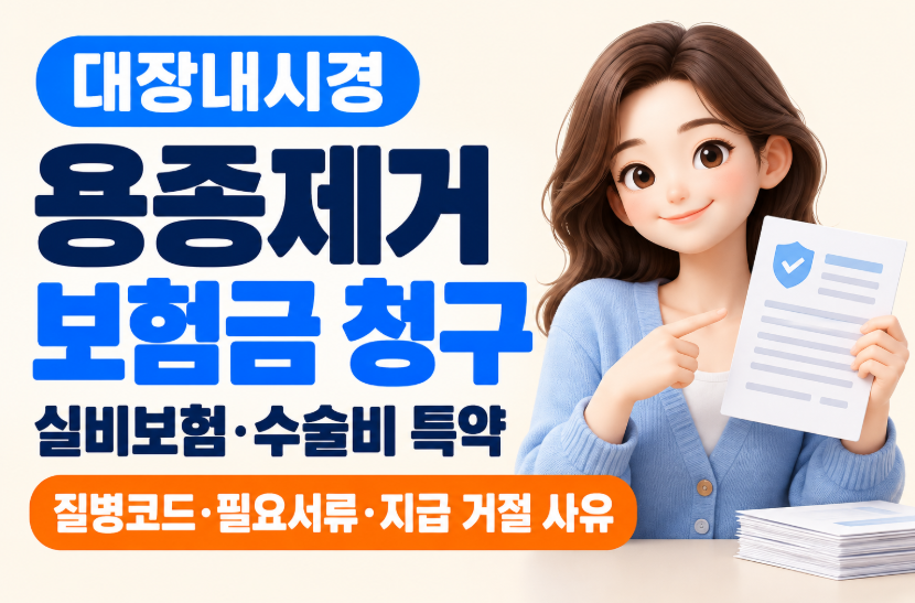 대장내시경 용종제거 보험금 청구 총정리｜실비보험&middot;수술비 특약&middot;질병코드&middot;필요서류&middot;지급 거절 사유