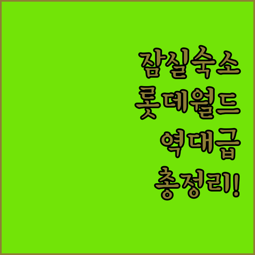 잠실 롯데월드 근처 숙소 추천 스테이..