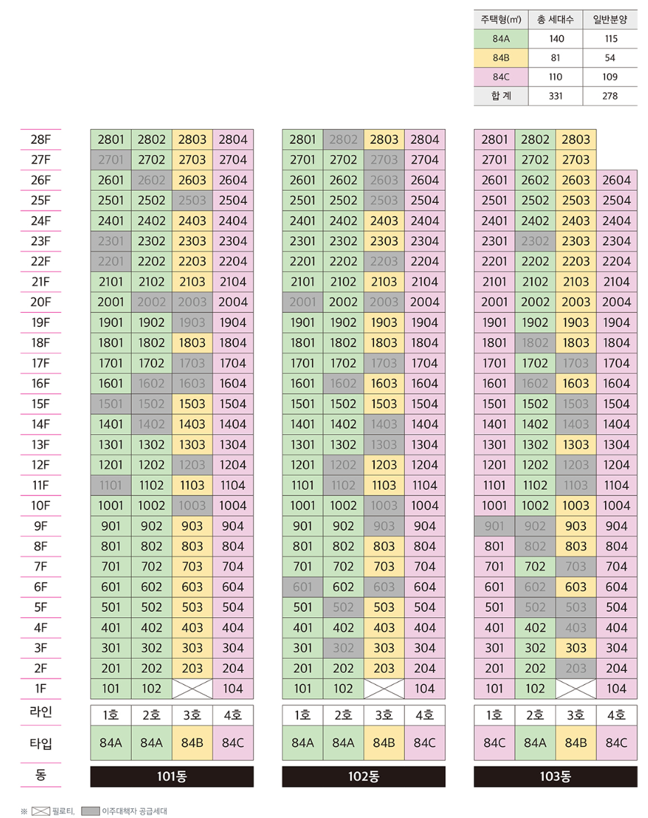 e편한세상 지축 센텀가든 동호 배치