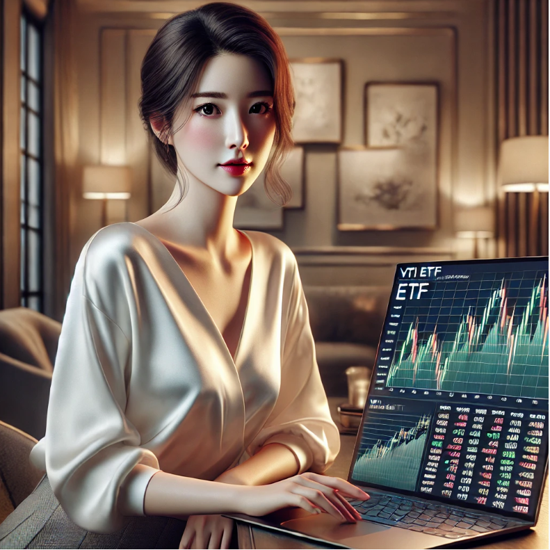 VTI ETF 재테크하는 30대 미혼 여성 이미지