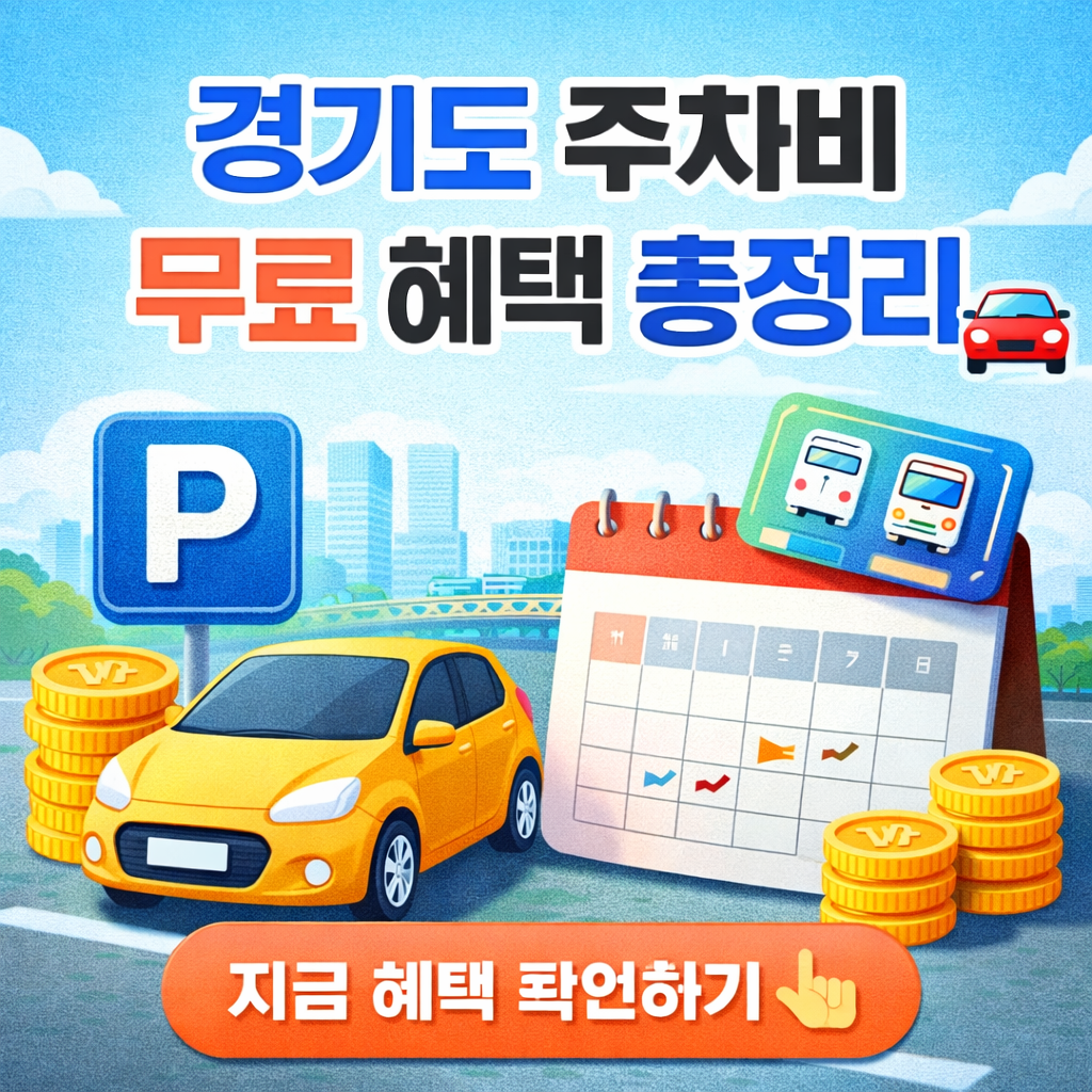 2026년 최신 업데이트! 경기도 주차비 무료 혜택 완전 정리. 대상, 신청 방법, 지역별 적용 주차장까지 한눈에 확인하세요. 교통비 절감하고 스마트하게 차량 운영해보세요!
