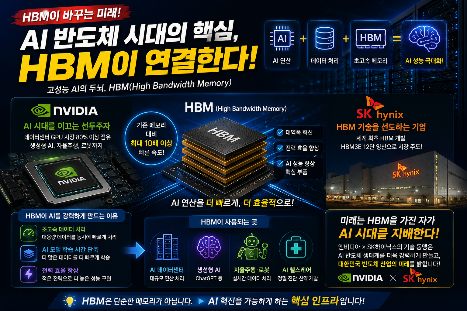 엔비디아와 SK하이닉스 HBM AI 반도체 설명 이미지