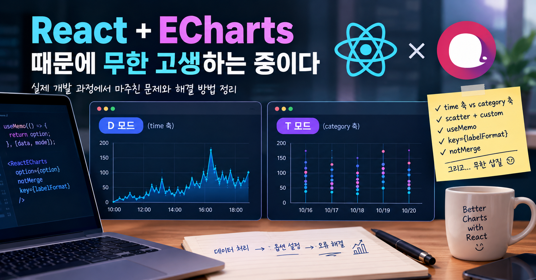 React ECharts time 축과 category 축 차이: 타임스탬프 데이터 시각화 구현