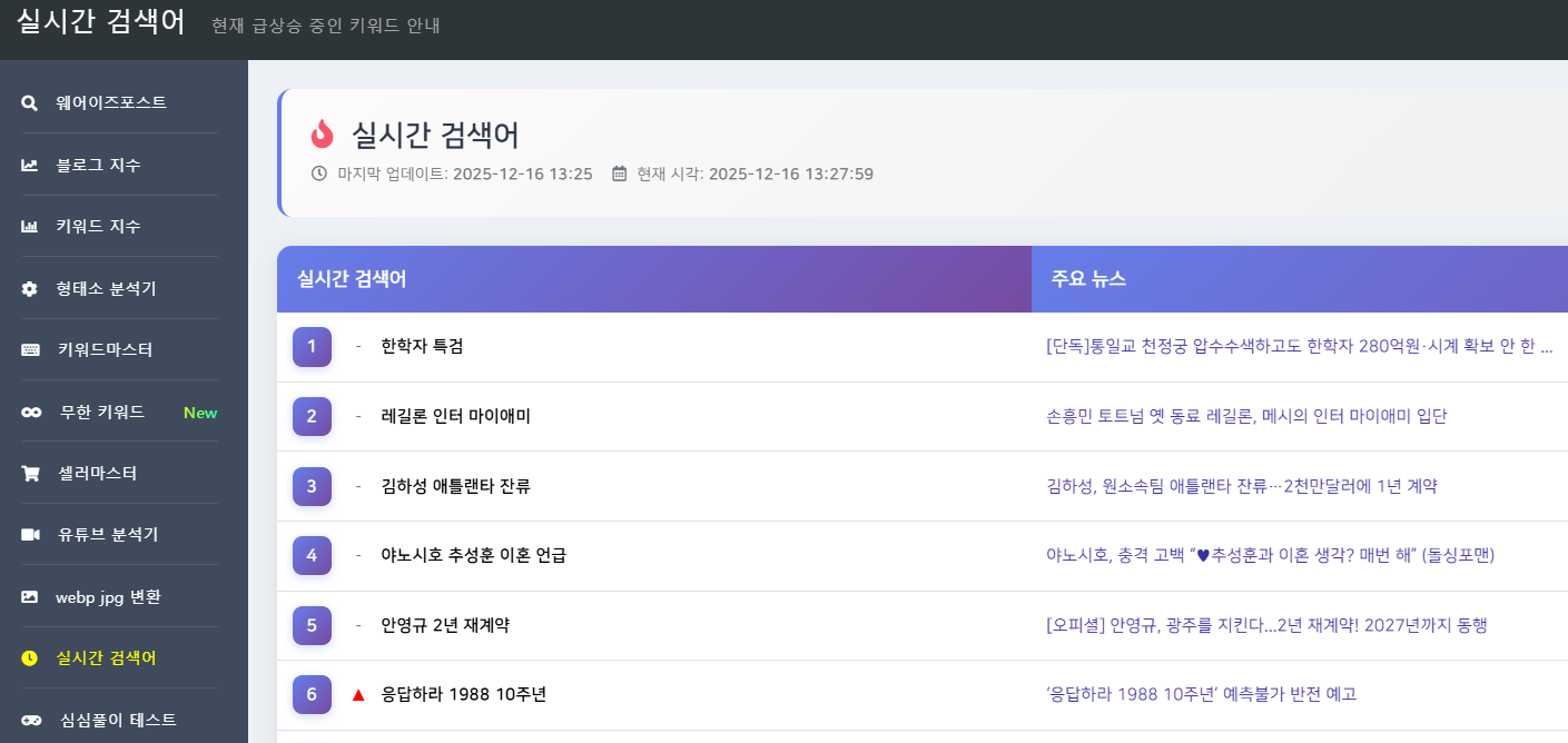 웨어이즈포스트 실시간 검색어