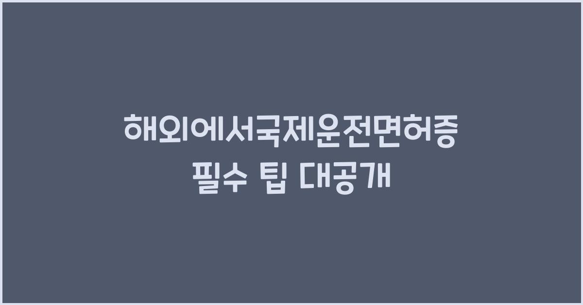 해외에서국제운전면허증