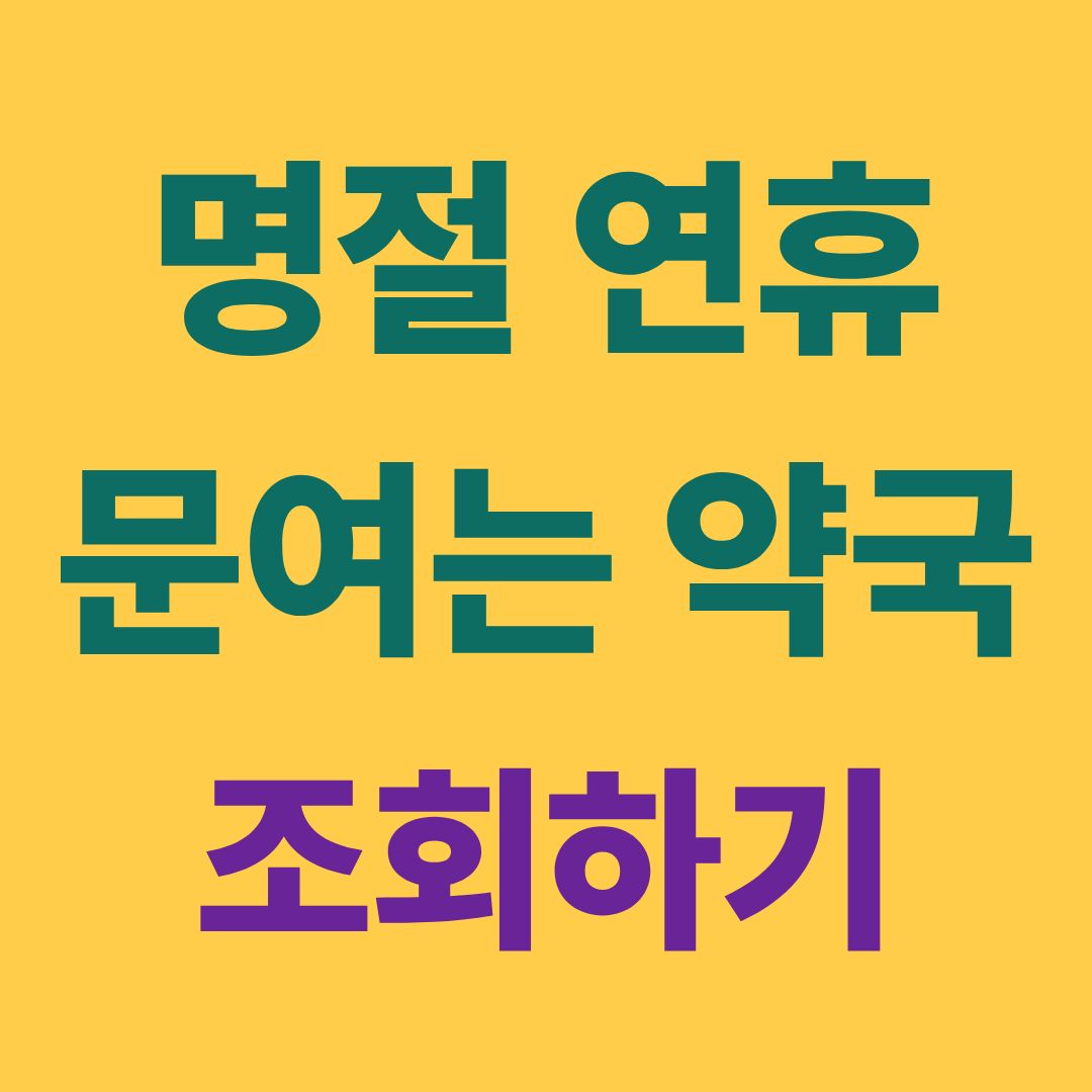 설날 명절 연휴 문 여는 약국