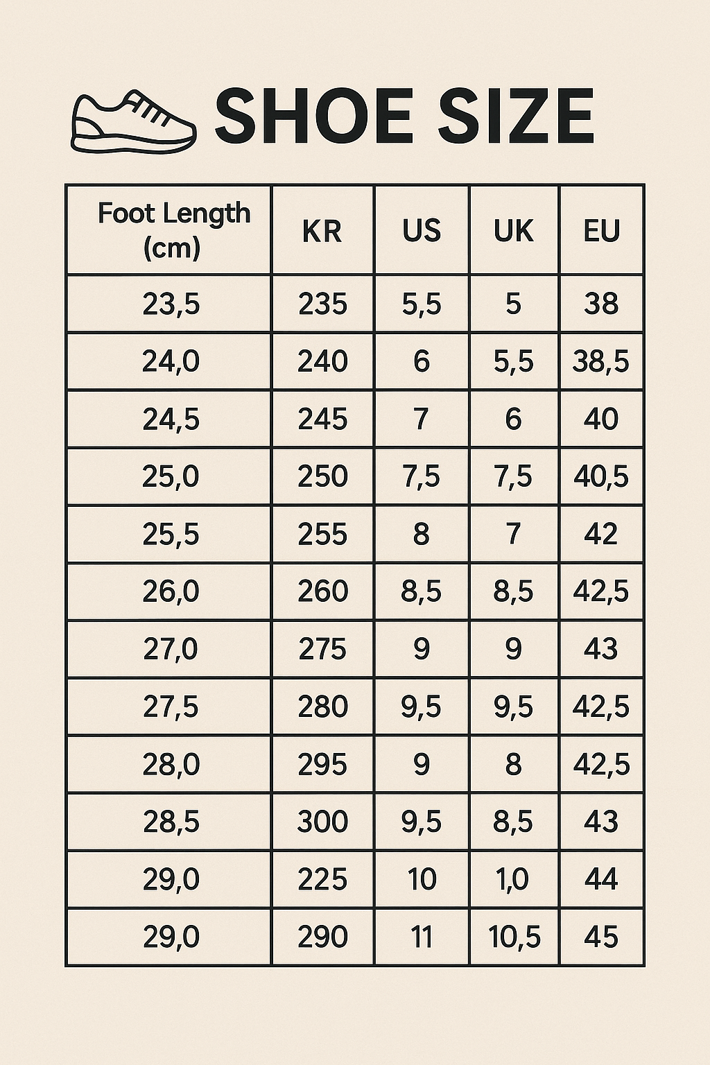 신발 직구 발 사이즈
