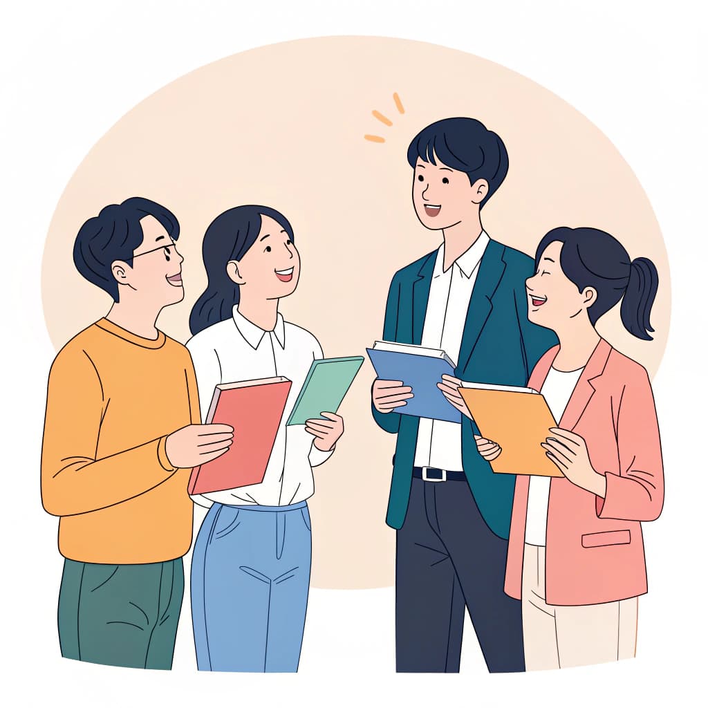 청년들이 서있다