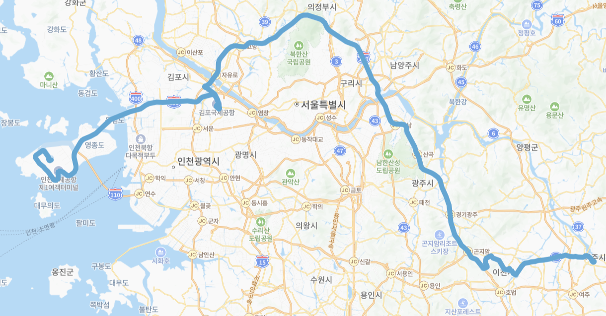 서울-여주-이천-인천-8928번-버스-노선-지도