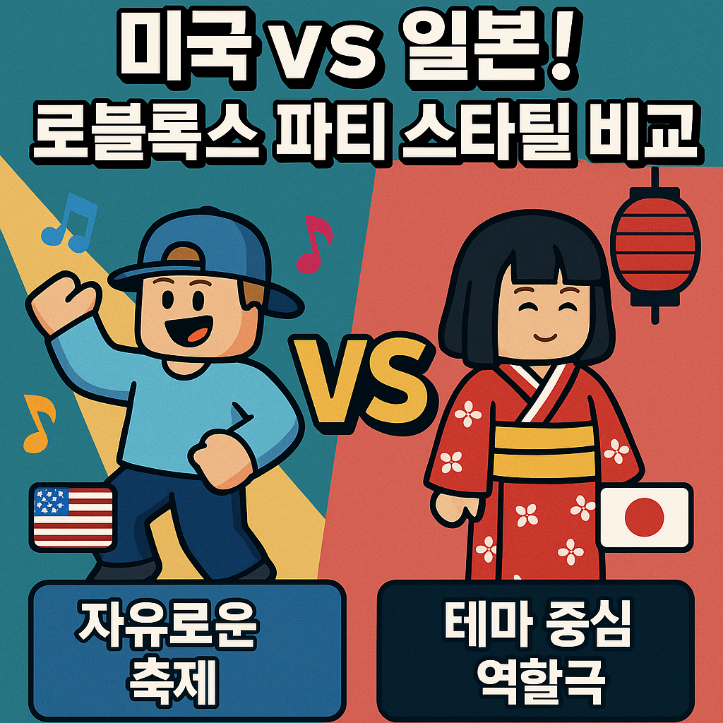 미국 vs 일본! 로블록스 파티 스타일 비교