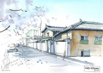 아크릴물감으로 어반스케치 그리기 파주 프로방스 카페로즈에서_2