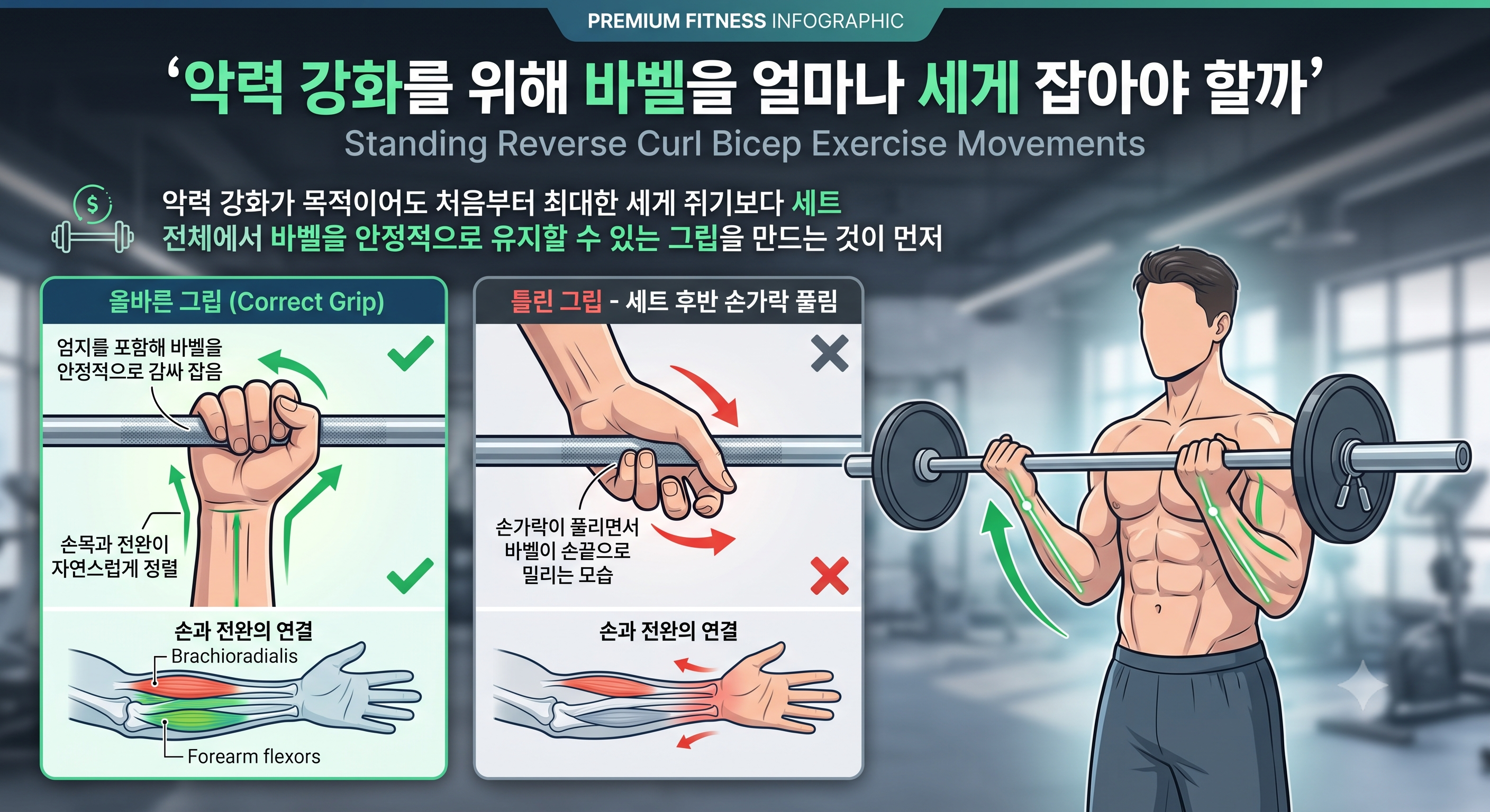 악력 강화를 위해 바벨을 얼마나 세게 잡아야 할까