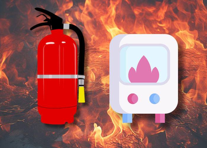 불꽃-배경의-소화기