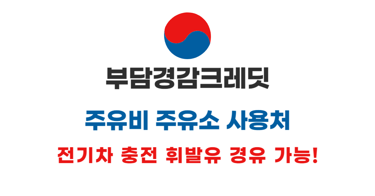 부담경감크레딧 주유비 주유소 사용처와 전기차 충전 휘발유 경유 가능!