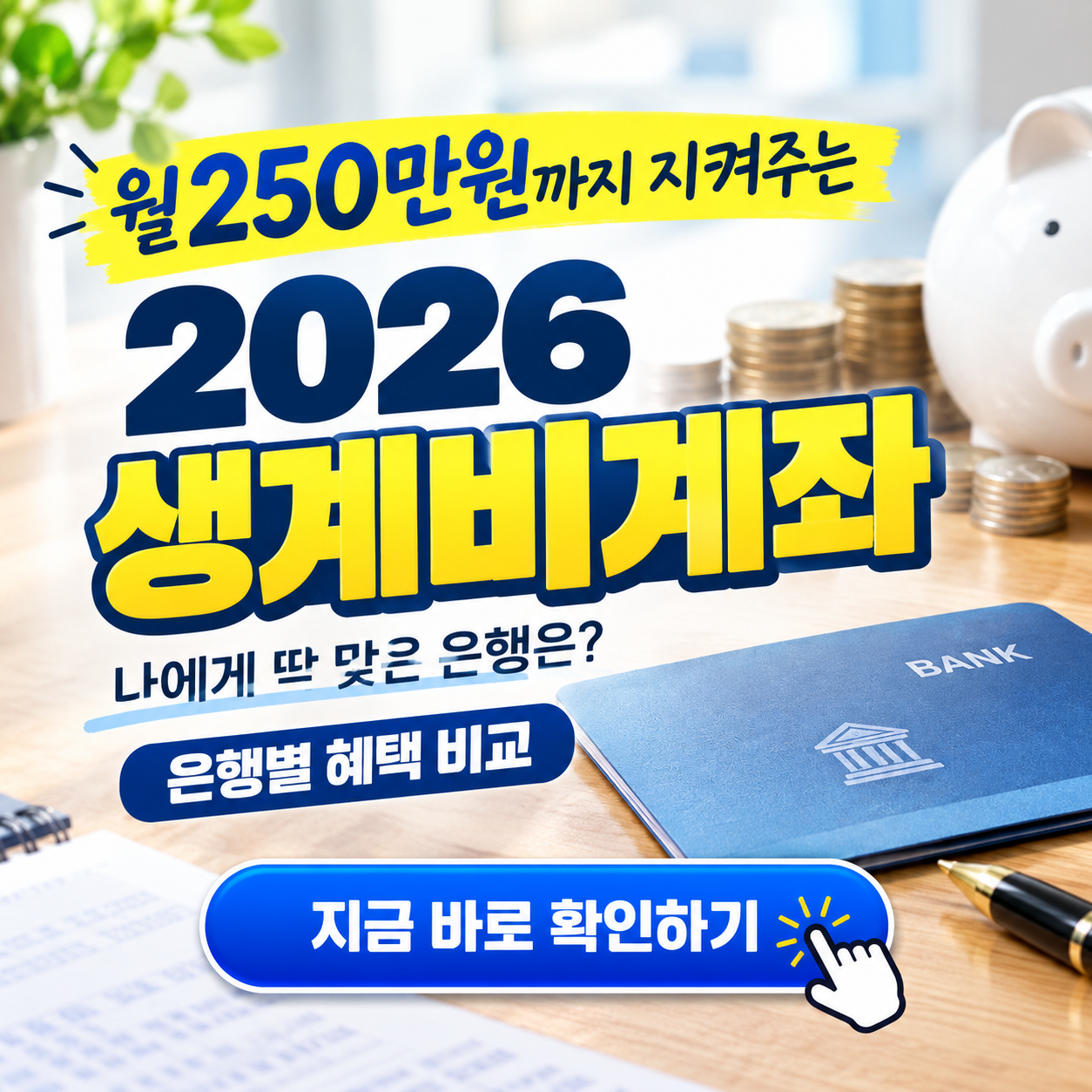 "내 조건에 딱 맞는 통장은?" - 2026 생계비계좌 은행별 혜택 비교!