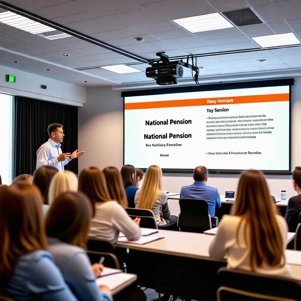 국민연금 교육 세미나: 국민연금에 대한 교육을 받는 사람들의 모습