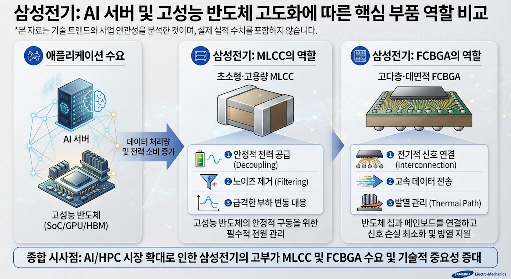 삼성전기 MLCC와 FCBGA의 AI 서버 관련 역할 비교