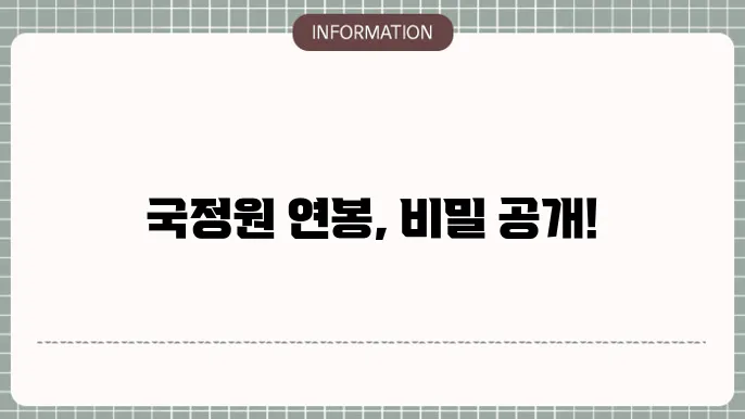 국정원 연봉 통계 및 데이터