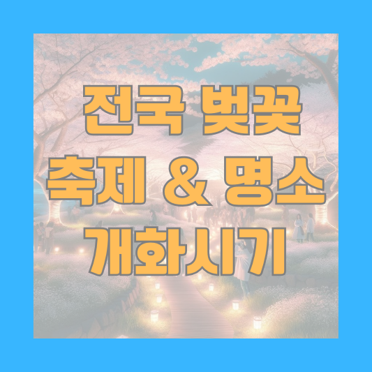 전국 벚꽃 축제 개화 시기 만개 시기 명소