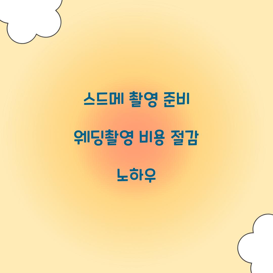 스드메 촬영 준비 웨딩촬영 비용 절감 노하우