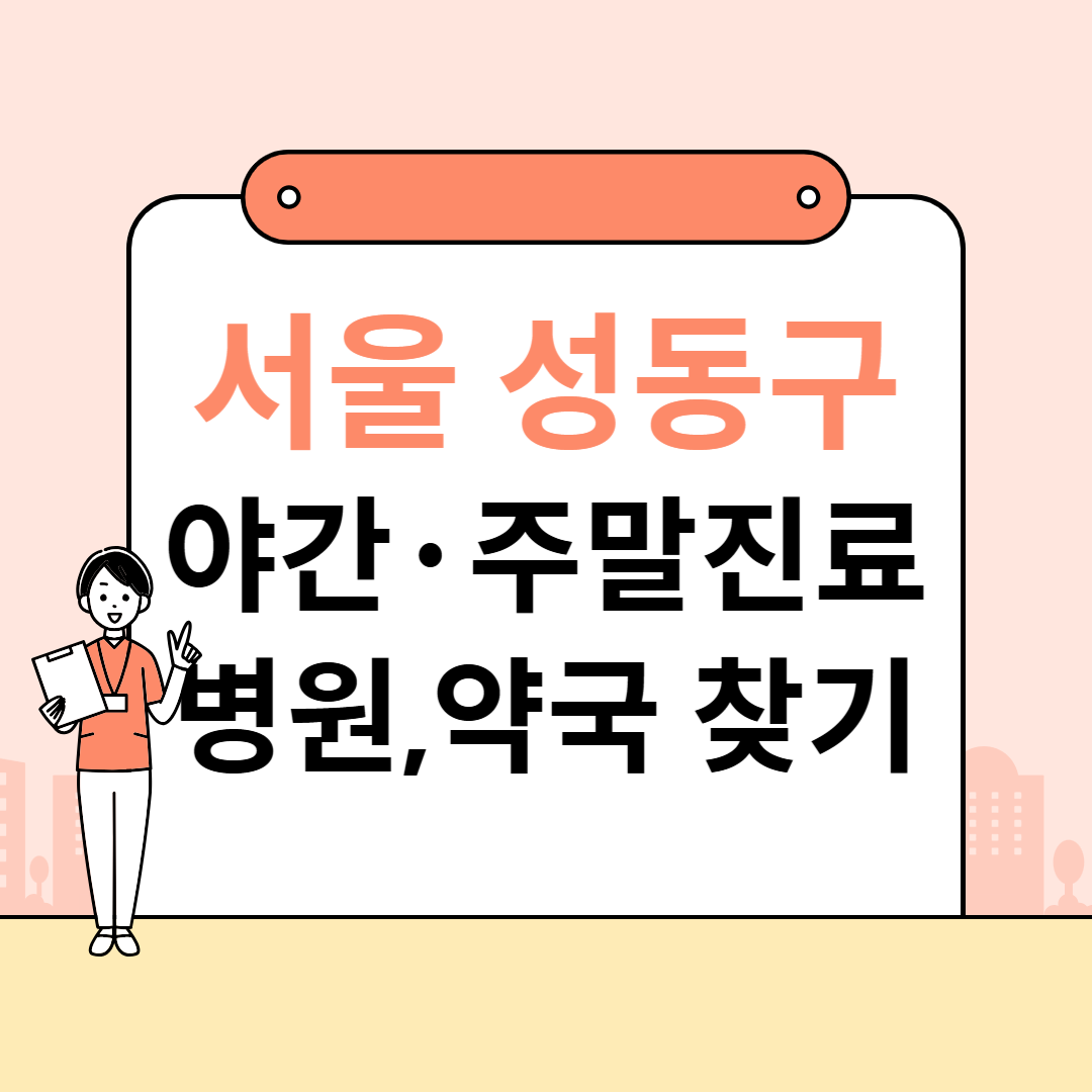 서울 성동구 야간&middot;주말 진료 병원 한눈에 보기