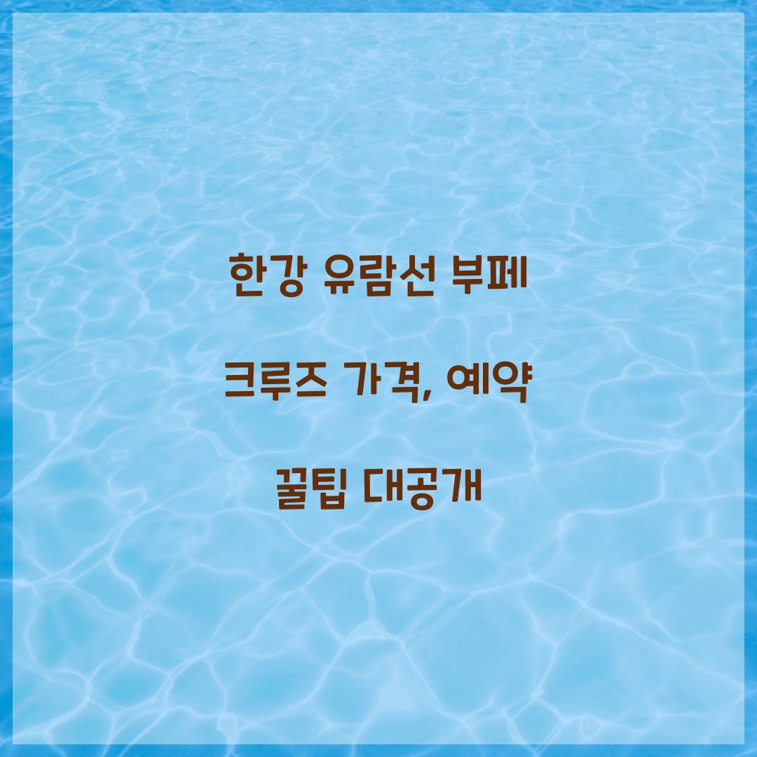 한강 유람선 부페 크루즈 가격