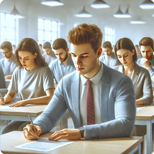 공무원 시험을 치는 모습을 표현한 이미지