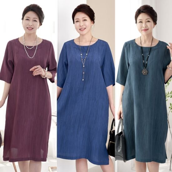 엄마옷 로즈맘 보트넥인견원피스 풍기인견원단 엄