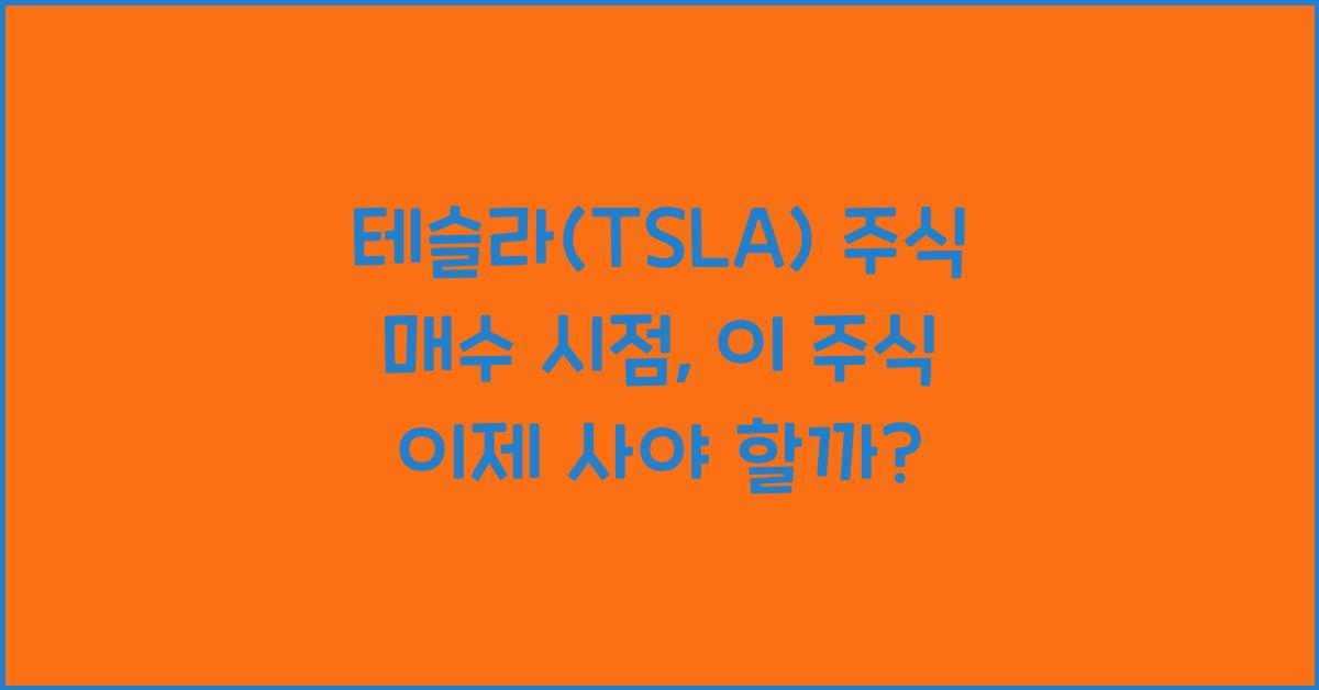 테슬라(TSLA) 주식 매수 시점