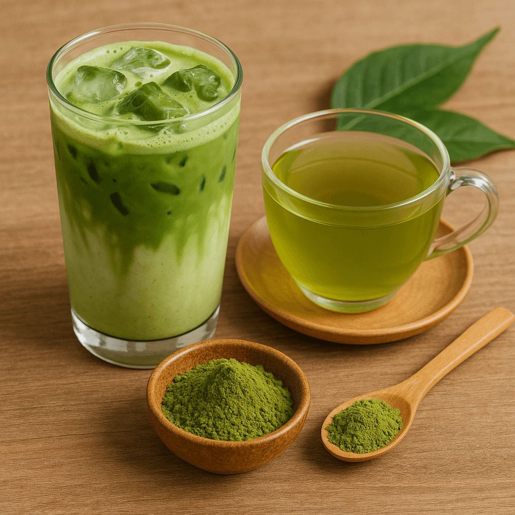 그린카페인 녹차와 말차라테 이미지