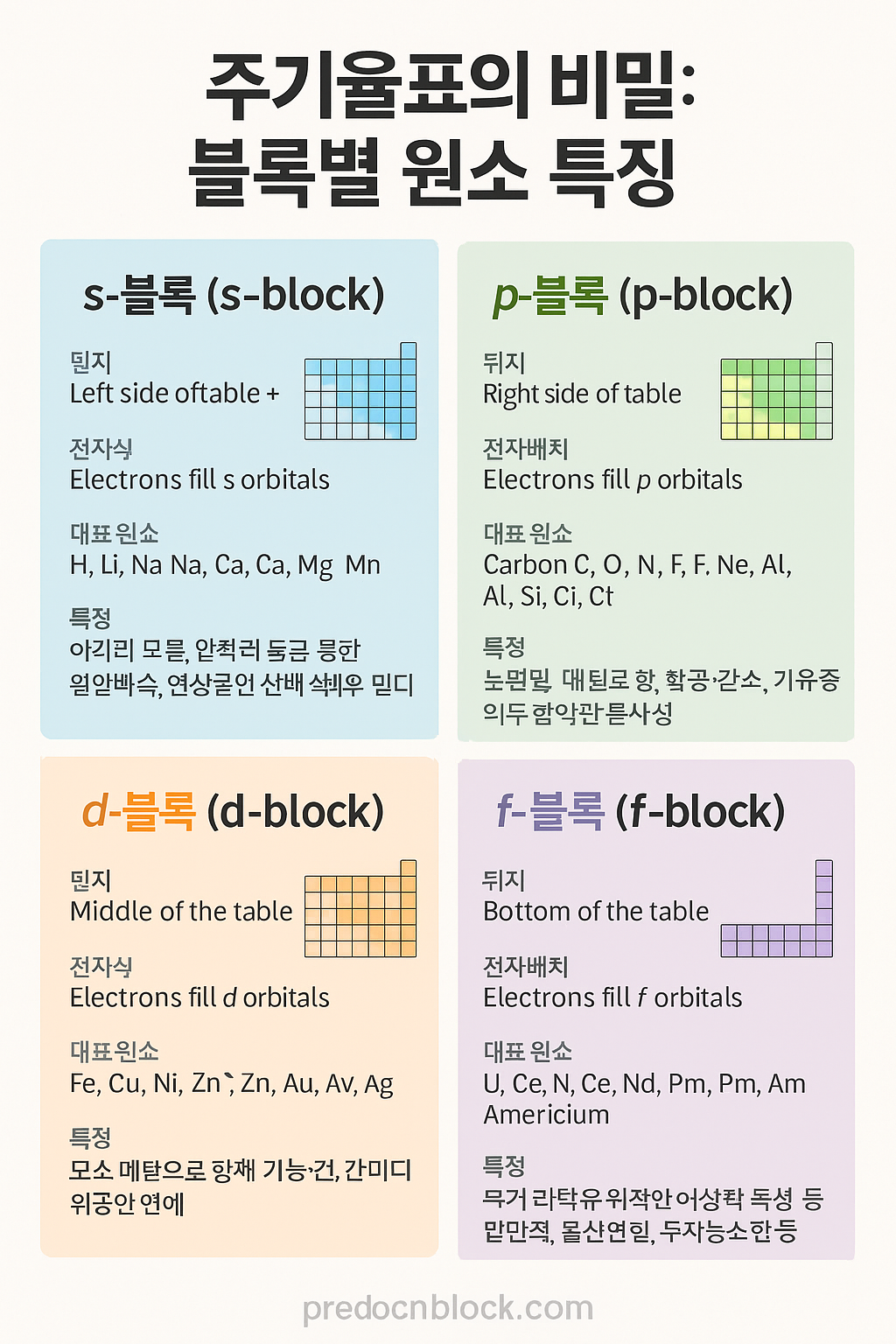 주기율표의 비밀: 블록별 원소 특징 완전 정리!