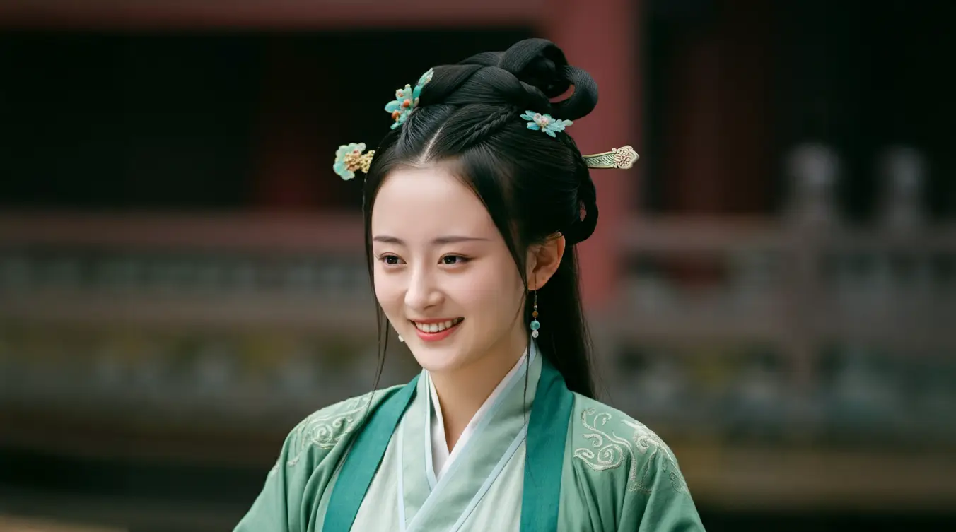 전통의상 차림의 중국인 여성