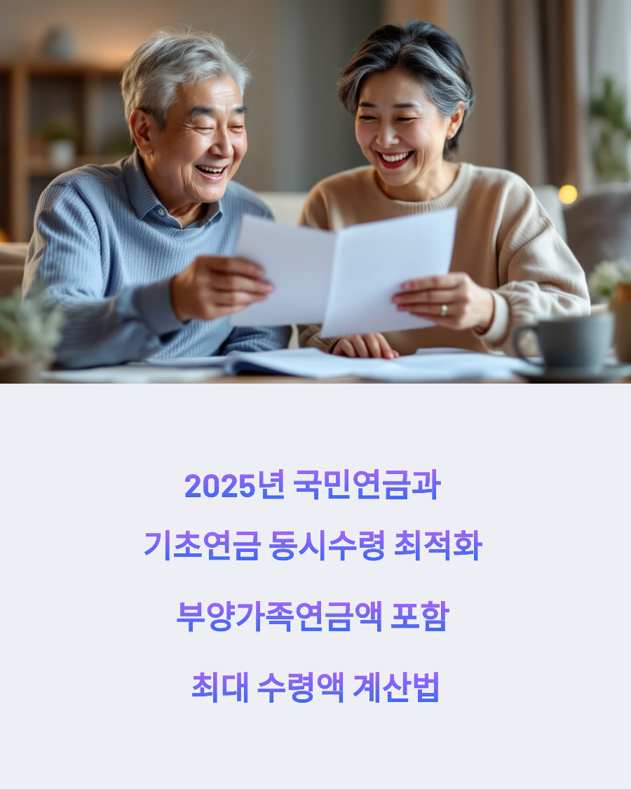 2025년 국민연금과 기초연금 동시수령 최적화 부양가족연금액 포함 최대 수령액 계산법
