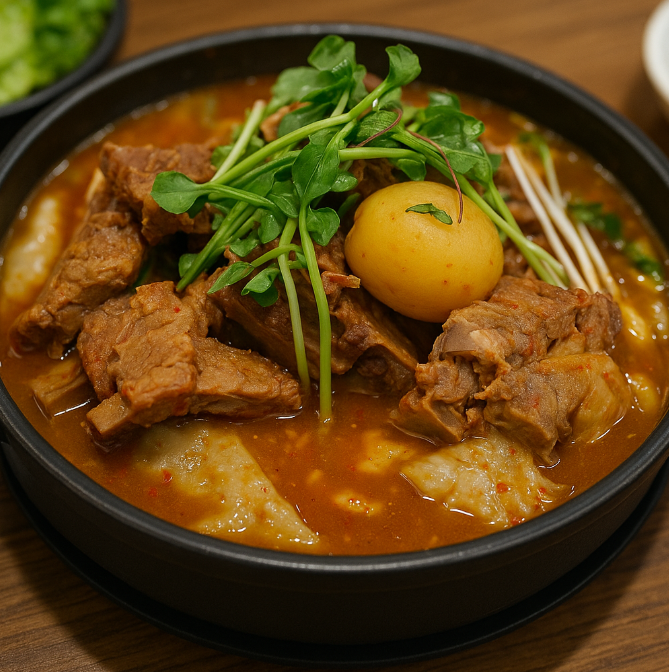 냄비에 담겨 있는 감자탕 사진