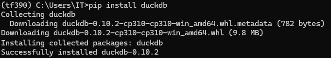 pip install duckdb