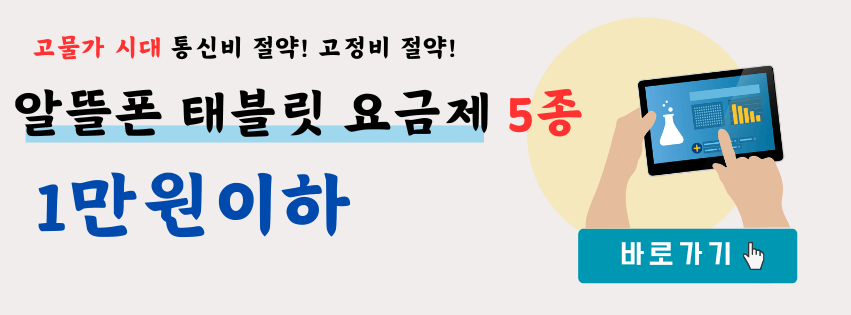 알뜰폰 태블릿 요금제 1만원 이하 정리
