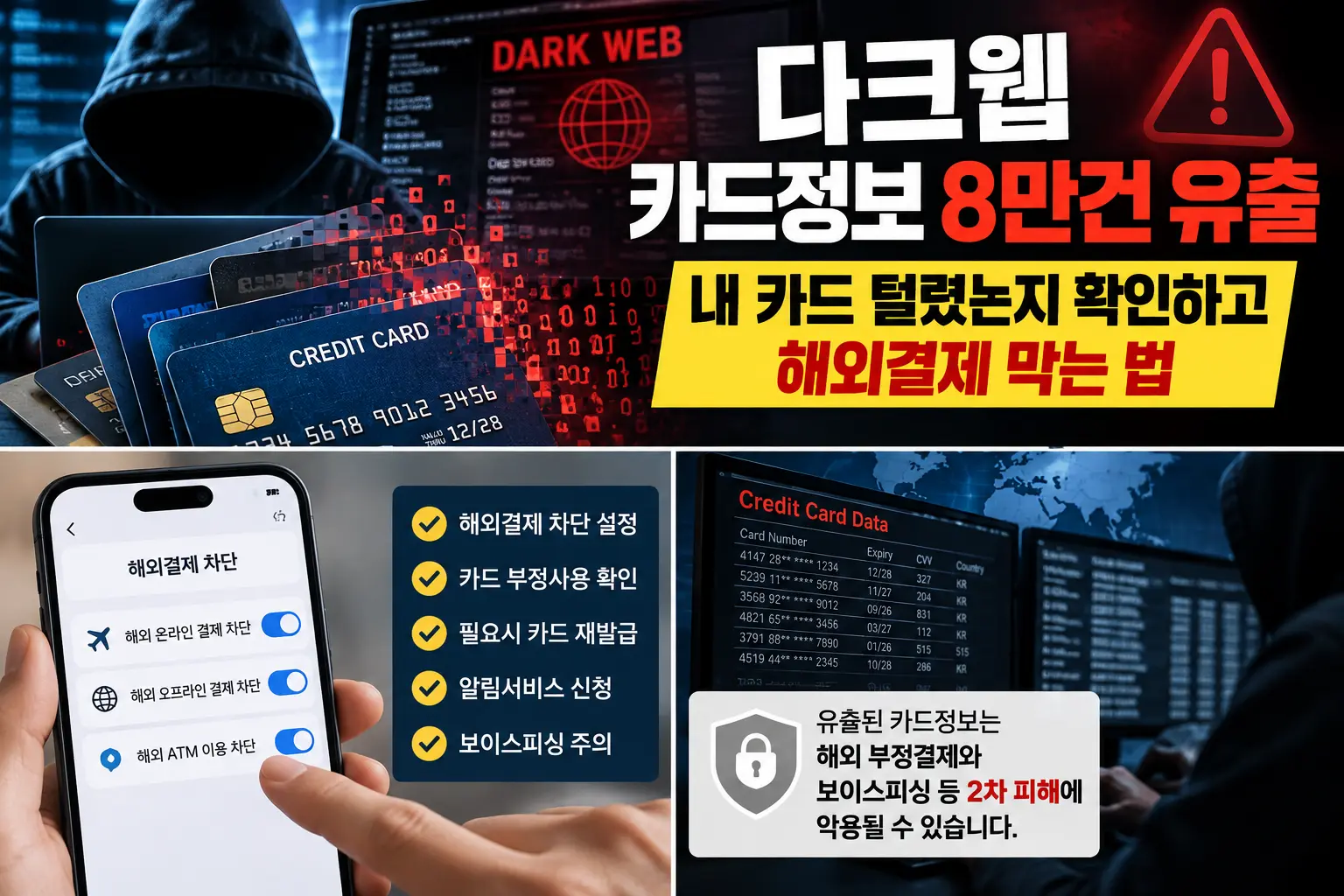 다크웹 카드정보 8만건 유출 보도 해외결제 차단 방법