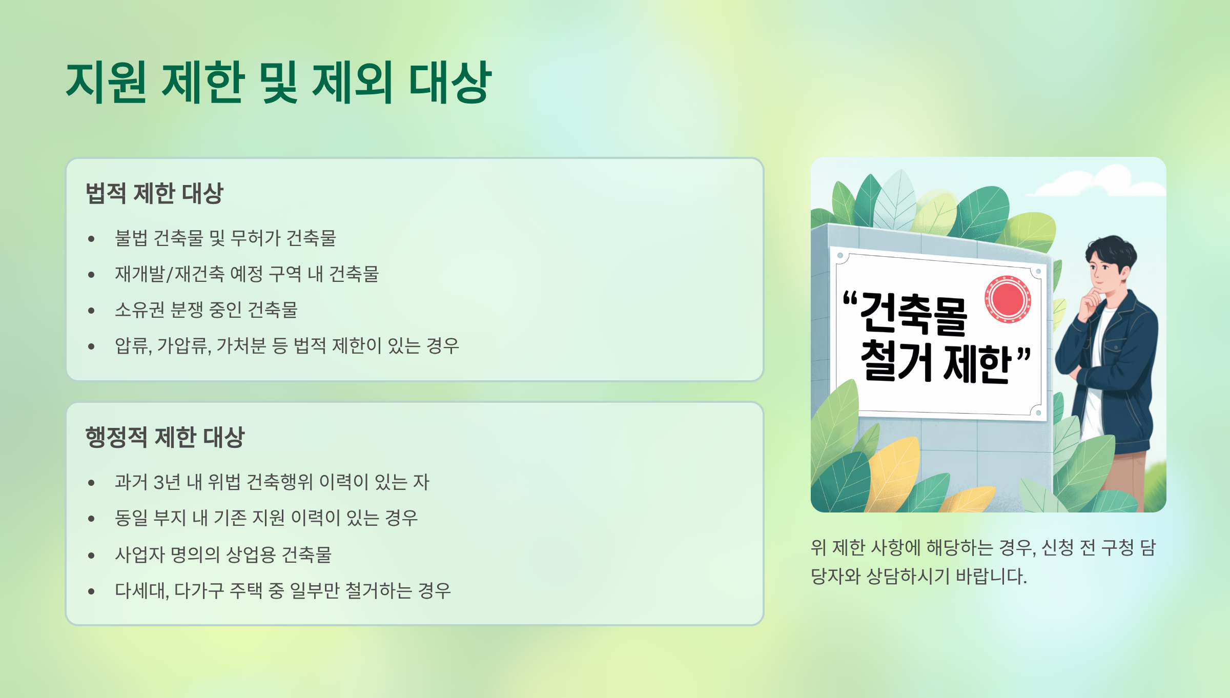 지원 제한 및 제외 대상