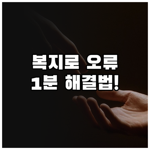 복지로 서비스 신청 오류 해결 방법 ..