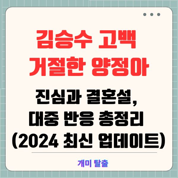 김승수 고백 거절한 양정아: 진심과 결혼설, 대중 반응 총정리 (2024 최신 업데이트)