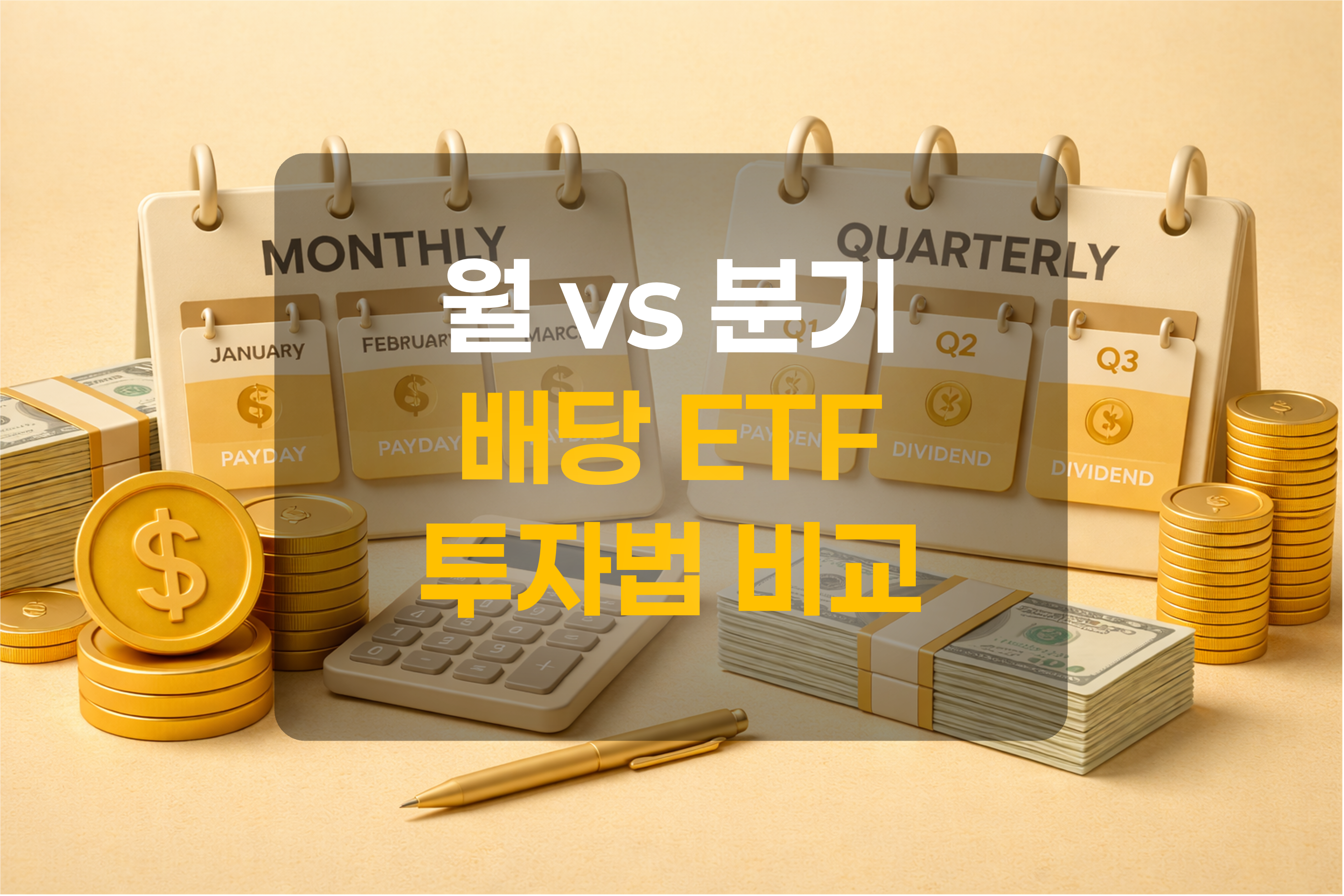 월배당 ETF와 분기배당 ETF의 비교를 표현한 그림